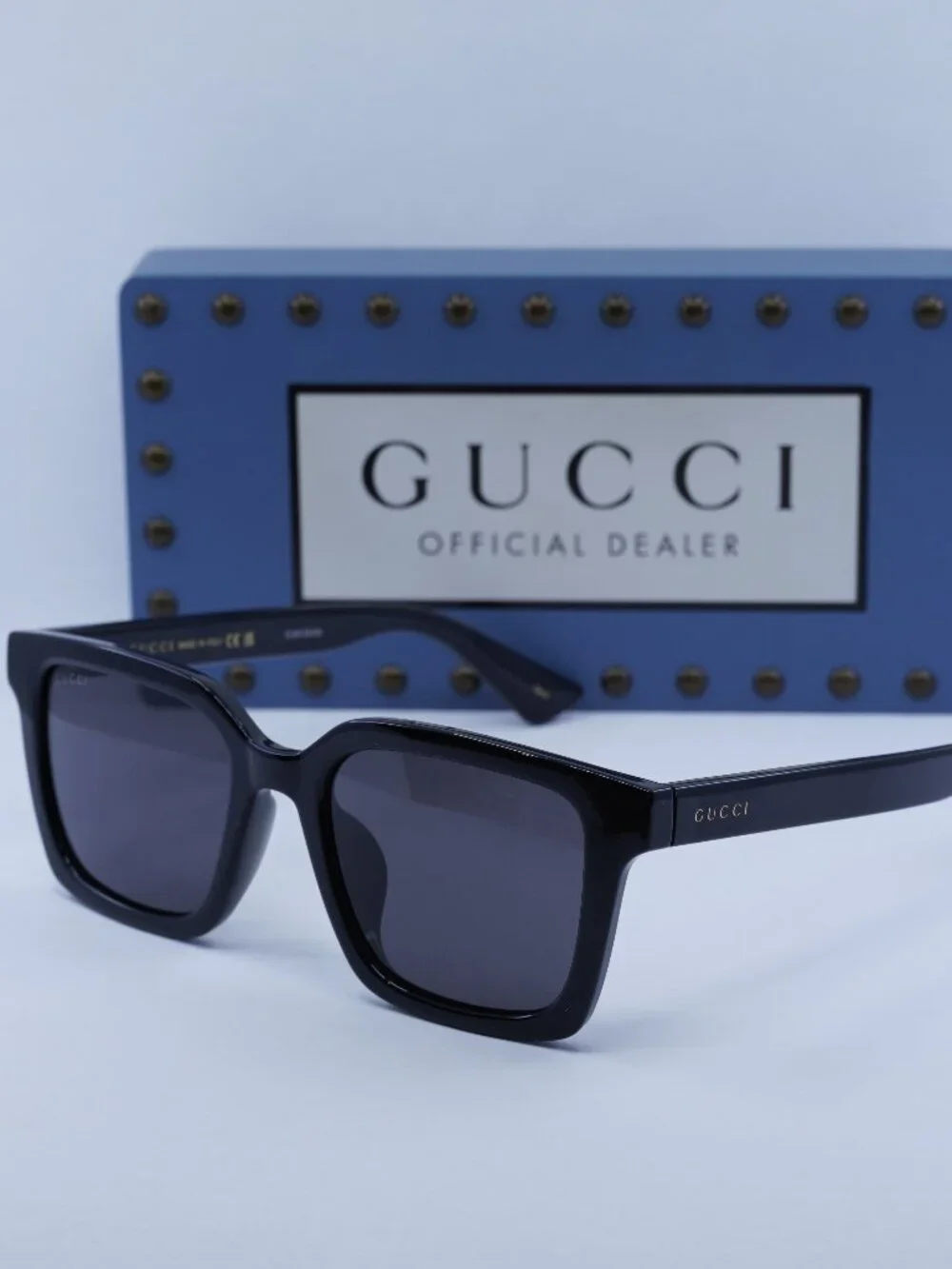 Gucci GG1582SK 001 Square Sunglasses - Shiny Black\Grey